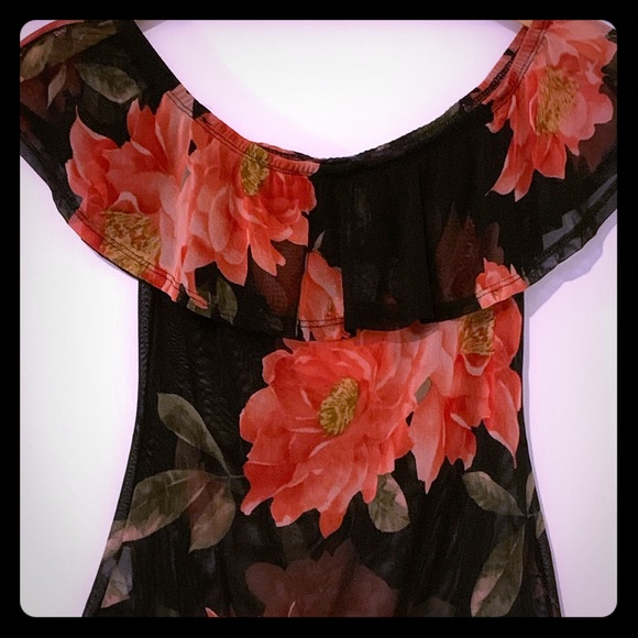 🆕LOVE❤️REPUBLIC|Black🌺Floral Mesh Body Suit M - Picture 2 of 4